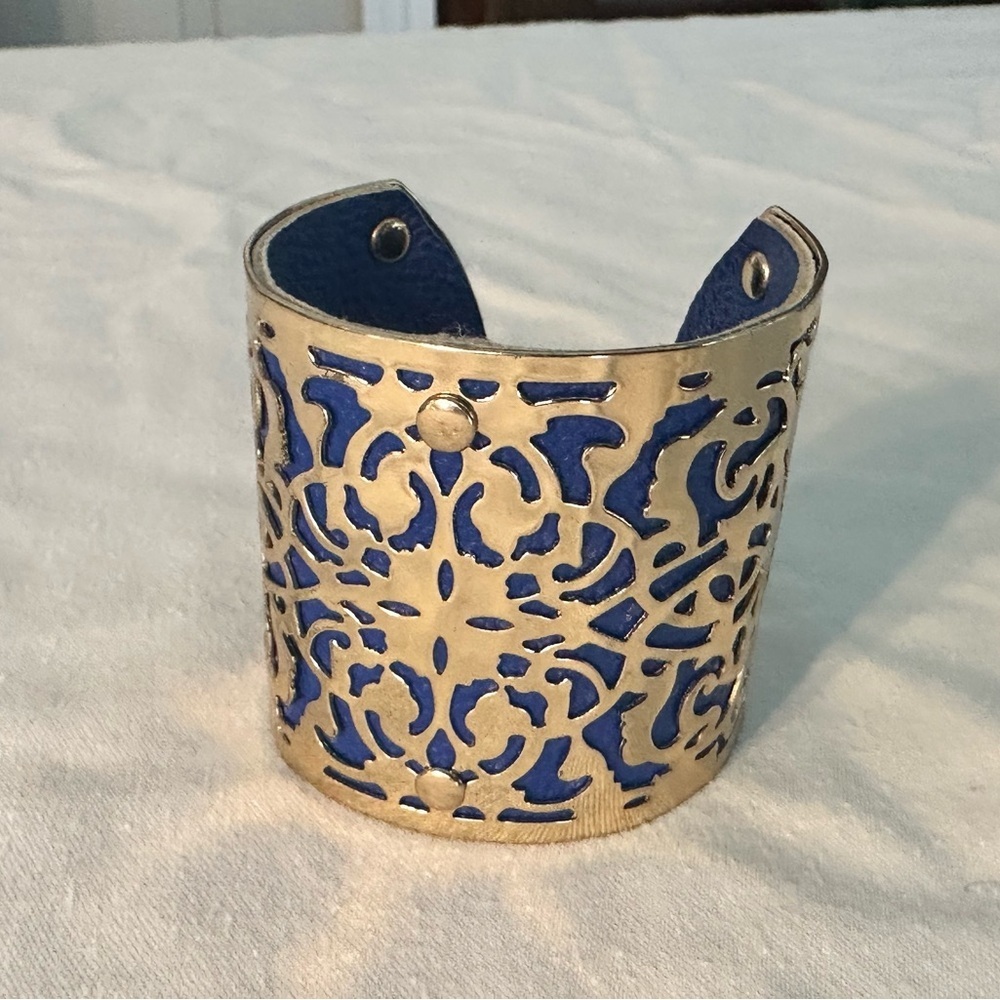 Gold and Blue Cuff Bracelet